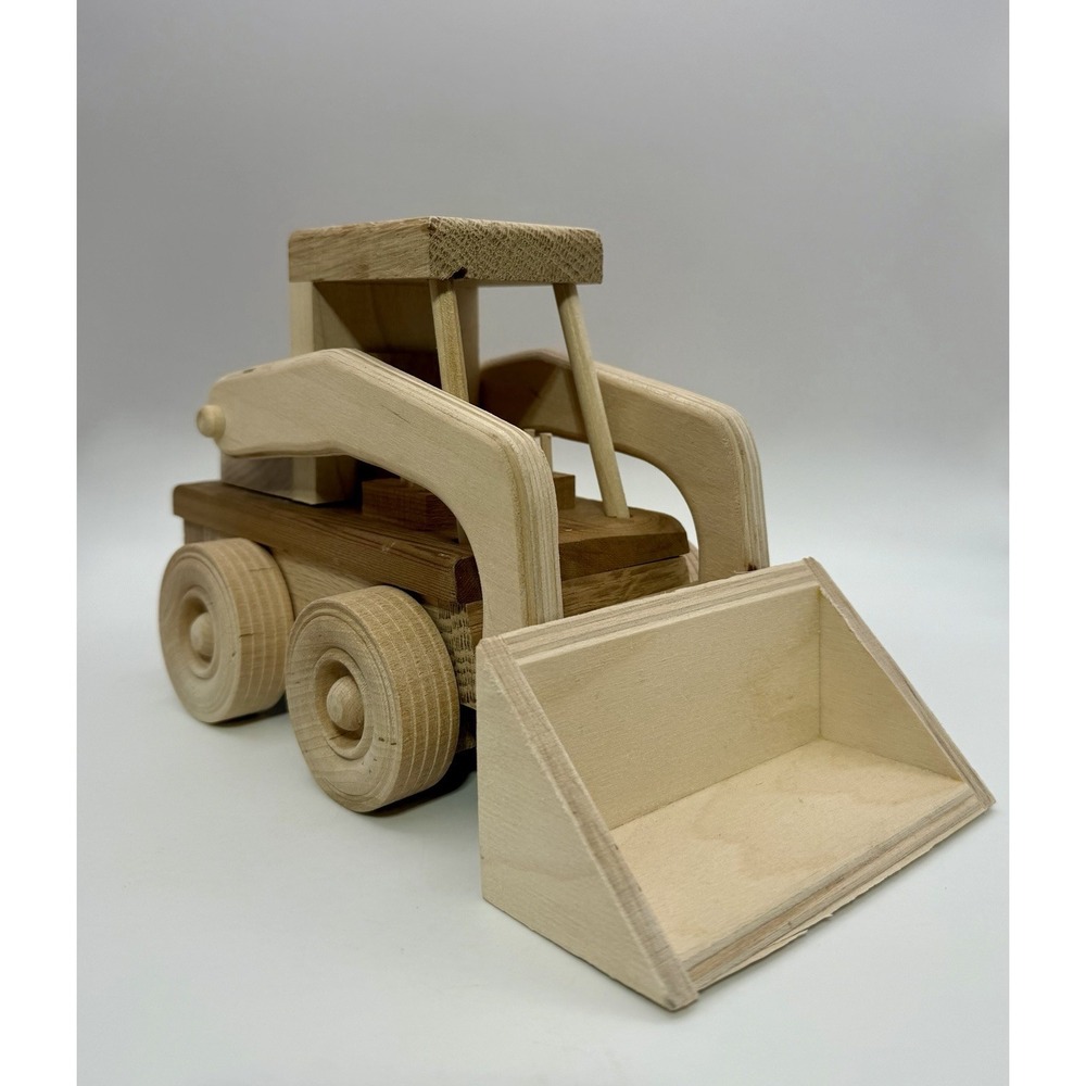 Wooden Toy Skid Loader Bobcat Style Tractor 9" Long Handmade by TLC Toys